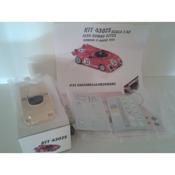 Kit Alfa Romeo 33 TT 3 12 Hrs Sebring 1972 # 33 Vaccarella / Hezemans - Resin Kit 1:43